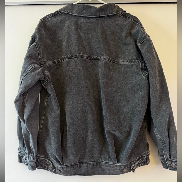 Levi’s Baggy Trucker Jean Jacket Black Wash Grey Size Small - Picture 4 of 12